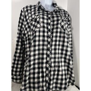 BRIT & BRIDLE Shirt Woman’s Western Wear Black Check Long Sleeve Button Up Sz 2x
